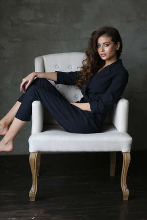 Beautiful young female brunette modelの写真素材