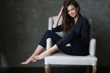 Beautiful young female brunette modelの写真素材