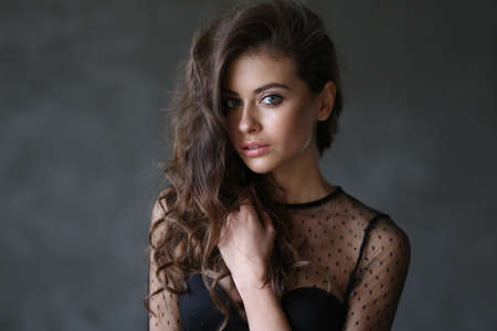 Beautiful young female brunette modelの写真素材