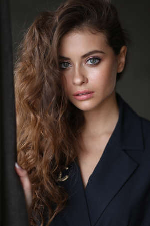 Beautiful young female brunette modelの写真素材
