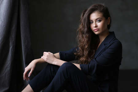 Beautiful young female brunette modelの写真素材