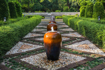 water fall in the Asian garden with a pondの写真素材