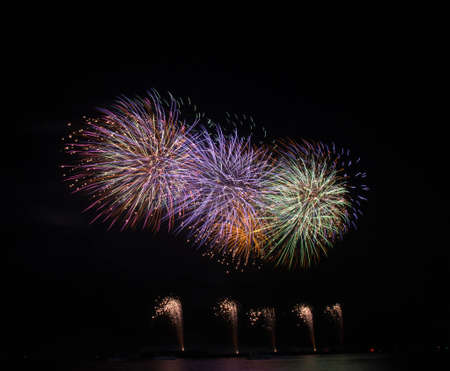 Colorful fireworks with the black sky background の写真素材