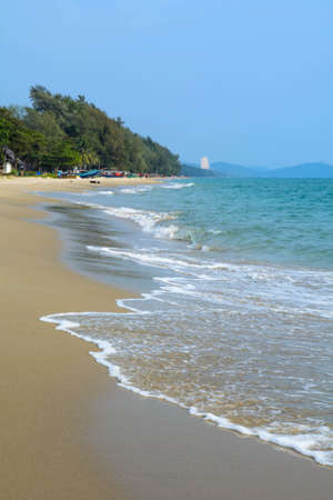 Summer nature scene  Tropical beach with sea wave on the white sandの写真素材
