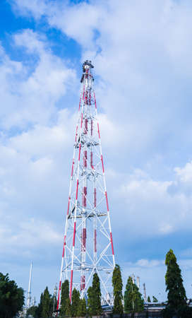 Flare burn on a tower in oil and gas plant