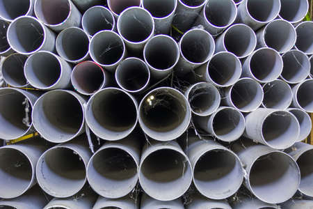  stack of steel pipesの写真素材