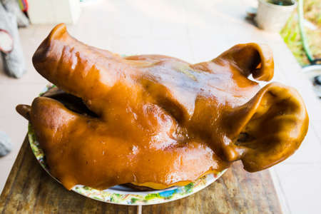 Pig head Respect the sacred ritualの写真素材