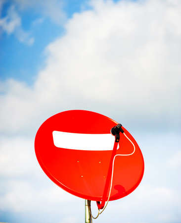 satellite dish on sunset blue skyの写真素材