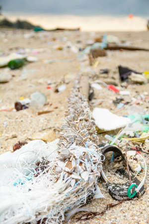 Garbage  waste  on the beachの写真素材