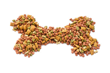 dog and cat food on white backgroundの写真素材