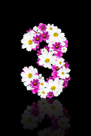 Romantic number of beautiful flowers 3の写真素材