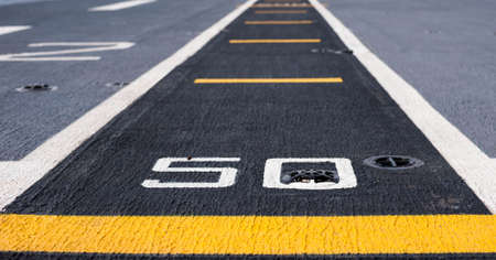 Runway at takeoff on battleship and Runway Aircraft Carrierの写真素材