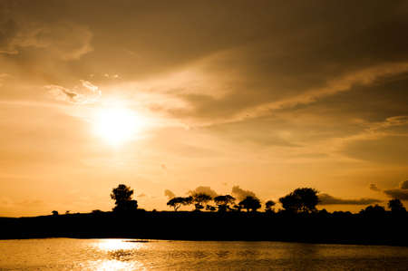 Beautiful sunset over the savannahの写真素材