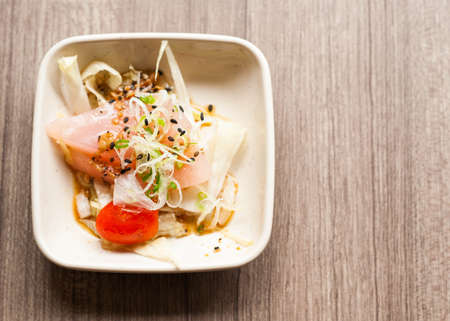 Salad salmon with vegetablesの写真素材