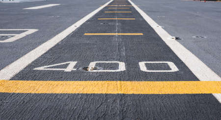 Runway at takeoff on battleship and Runway Aircraft Carrierの写真素材