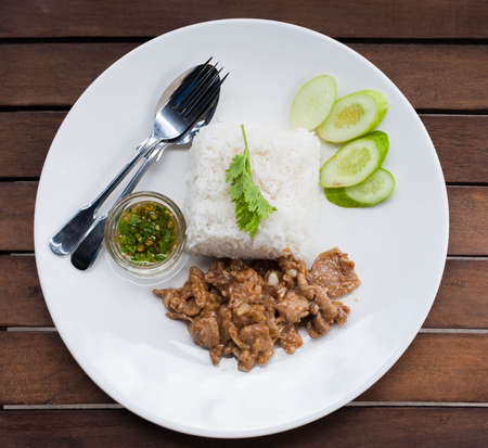 Fried pork spare ribs with garlic and pepper.の写真素材