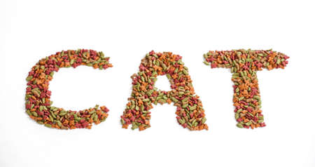 cat food background on white isolateの写真素材