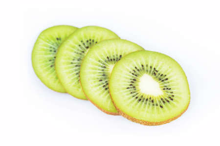 kiwi fruit isolated on white backgroundの写真素材