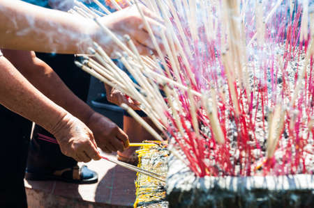 Fire on joss stickの写真素材