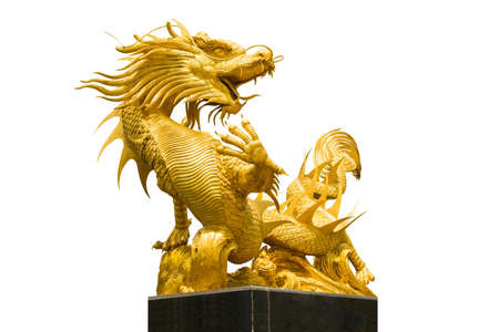 Golden Chinese dragon on isolate backgroundの写真素材