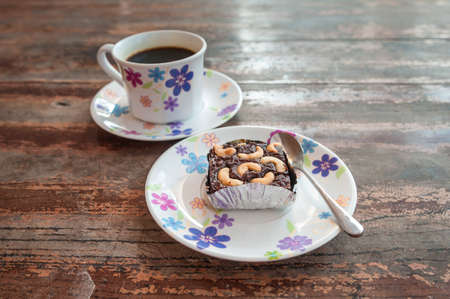 Brownie with Coffee Cupの写真素材