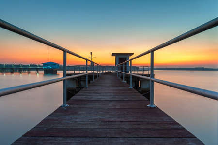 Floodgate in sunsetの写真素材