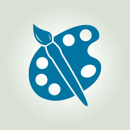 Paint brush with palette icon. Flat design style.のイラスト素材