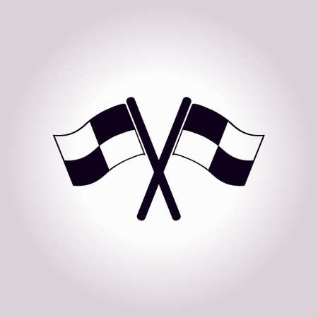 Flag icon. Location marker symbol. ?heckered flags sign. Flat design style.のイラスト素材
