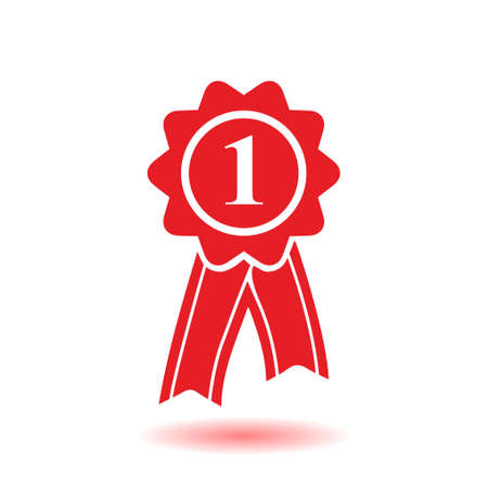  Badge with ribbons icon. Award rosette with ribbon simbol.のイラスト素材