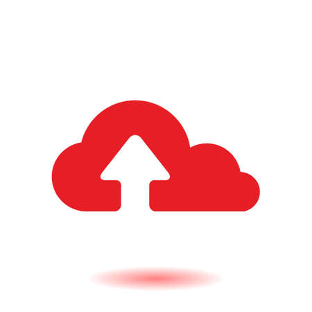 Upload from cloud icon.  Upload button.  Flat  design style.のイラスト素材