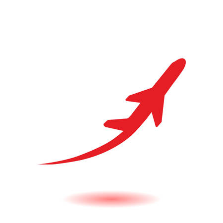 Airplane flight tickets air fly travel takeoff silhouette element. Plane symbol. Travel icon. Flat design.のイラスト素材