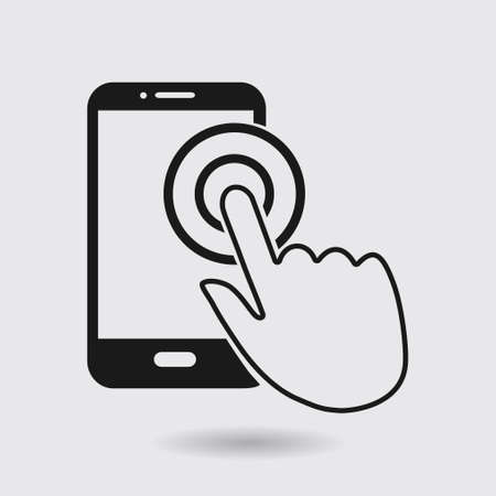 Touch screen smartphone sign icon. Hand pointer symbol. Flat design style. Vector EPS 10.のイラスト素材