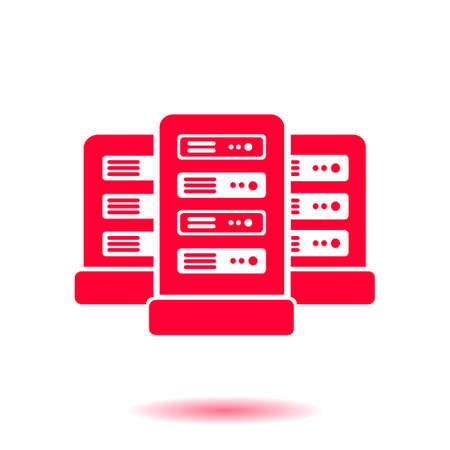 Network servers in data center icon. Flat design style.のイラスト素材