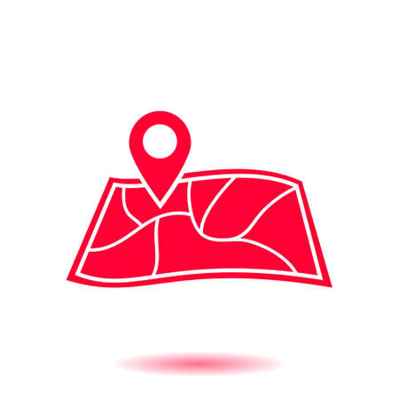 Map with a pin icon. Map navigation symbol.のイラスト素材