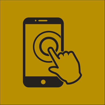 Touch screen smartphone sign icon. Hand pointer symbol. Flat design style. Vector EPS 10.のイラスト素材