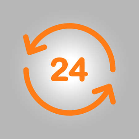 Open around  the clock hours a day icon. Badge-clock work time.