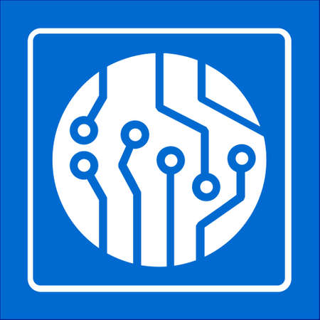 Circuit board  icon. Technology scheme square symbol. Flat design style.のイラスト素材