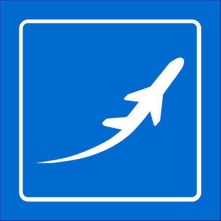 Airplane flight tickets air fly travel takeoff silhouette element. Plane symbol. Travel icon. Flat design.のイラスト素材