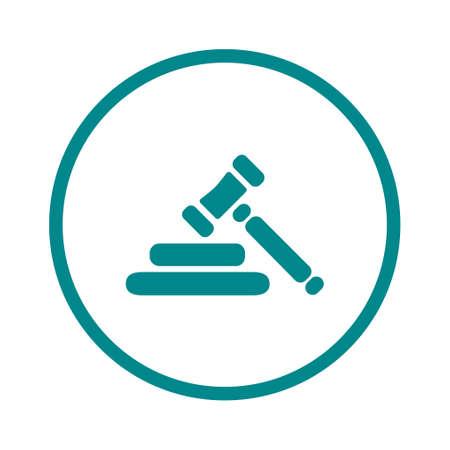 Auction hammer pictogram. Law judge gavel icon. Flat design style.のイラスト素材