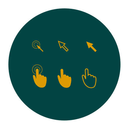 Cursor pointer icons. Click press and touch actions. Flat style.のイラスト素材