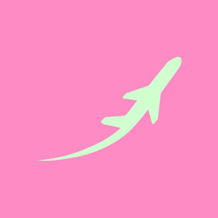 Airplane flight tickets air fly travel takeoff silhouette element. Plane symbol. Travel icon. Flat design.のイラスト素材