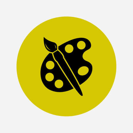 Paint brush with palette icon. Flat design style.のイラスト素材