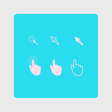 Cursor pointer icons. Click press and touch actions. Flat style.のイラスト素材