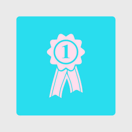 Badge with ribbons icon. Award rosette with ribbon simbol.のイラスト素材