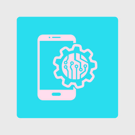 Electronic circuit of technological device. Technology scheme square symbol.のイラスト素材
