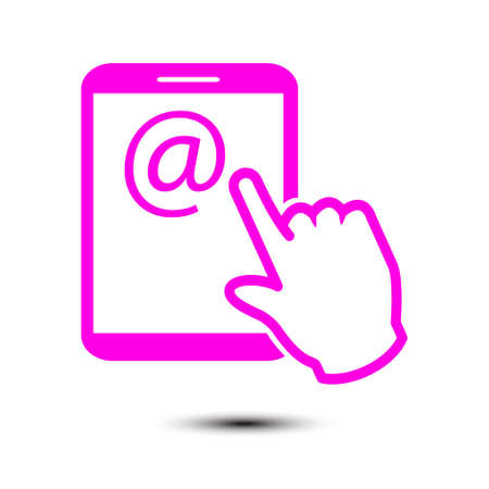 Touch screen tablet PC sign icon. Hand pointer symbol.  Mail on Screen Tablet PC.のイラスト素材