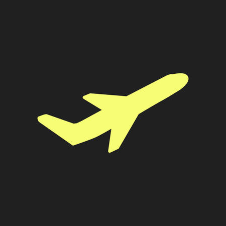 Airplane flight tickets air fly travel takeoff silhouette element. Plane symbol. Travel icon. Flat design. のイラスト素材