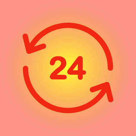 Open around  the clock hours a day icon. Badge-clock work time.のイラスト素材