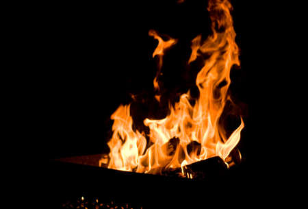 fire in metal brazier