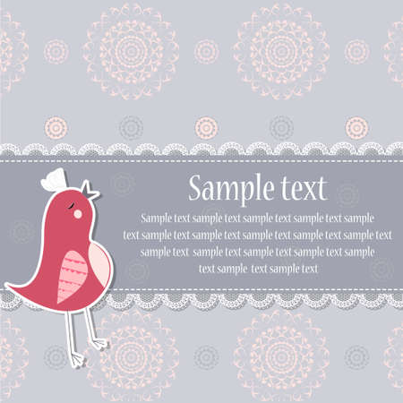 Greeting card with a bird in retro styleのイラスト素材